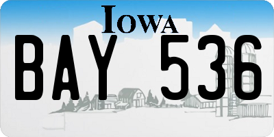 IA license plate BAY536