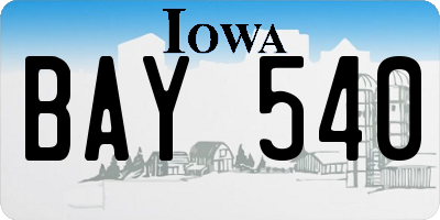 IA license plate BAY540