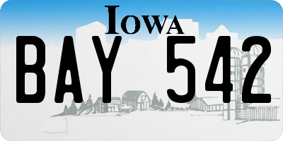 IA license plate BAY542