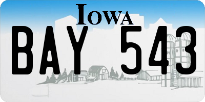 IA license plate BAY543
