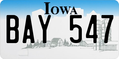 IA license plate BAY547