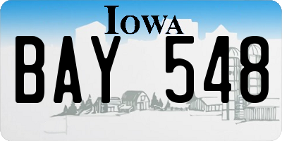IA license plate BAY548