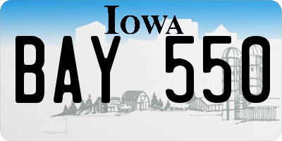 IA license plate BAY550