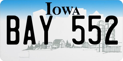 IA license plate BAY552