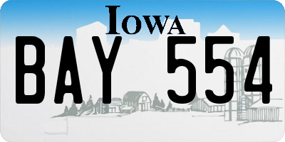 IA license plate BAY554