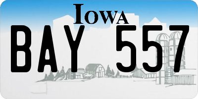 IA license plate BAY557