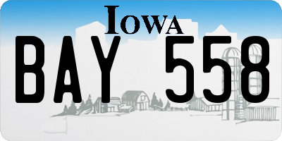 IA license plate BAY558
