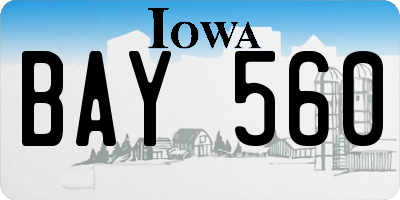 IA license plate BAY560