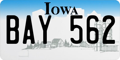 IA license plate BAY562