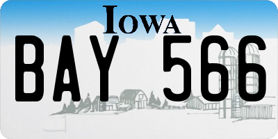 IA license plate BAY566