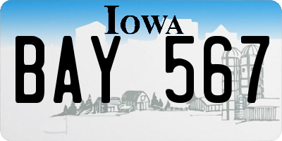 IA license plate BAY567