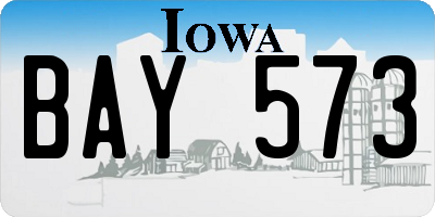 IA license plate BAY573