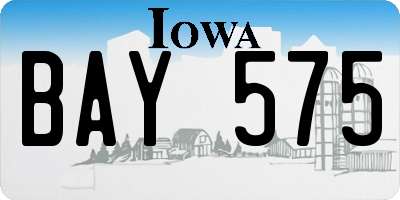 IA license plate BAY575