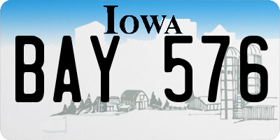 IA license plate BAY576