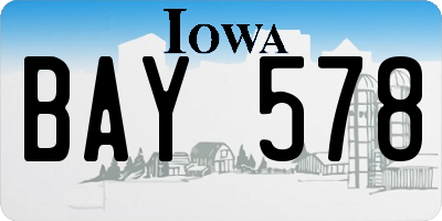 IA license plate BAY578