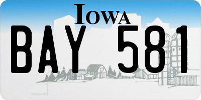 IA license plate BAY581