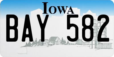 IA license plate BAY582