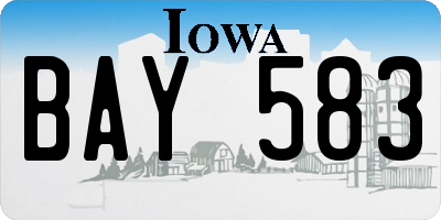 IA license plate BAY583