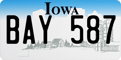 IA license plate BAY587