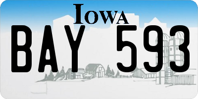 IA license plate BAY593
