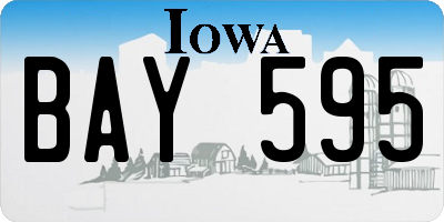 IA license plate BAY595