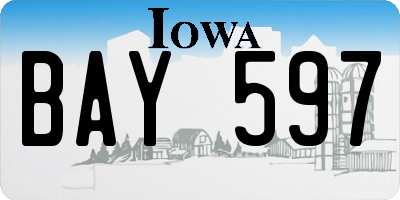 IA license plate BAY597