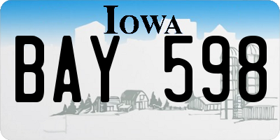 IA license plate BAY598
