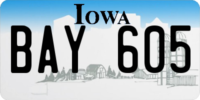 IA license plate BAY605