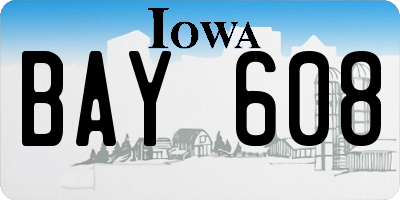 IA license plate BAY608