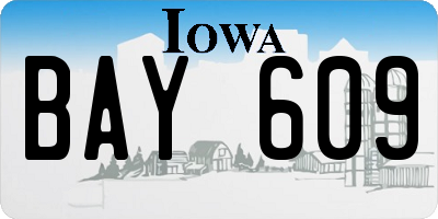 IA license plate BAY609