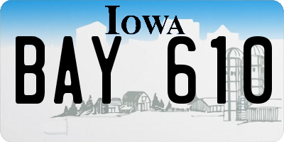 IA license plate BAY610