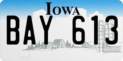IA license plate BAY613