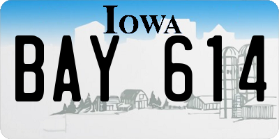 IA license plate BAY614