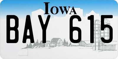 IA license plate BAY615
