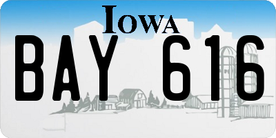IA license plate BAY616