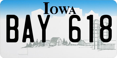 IA license plate BAY618