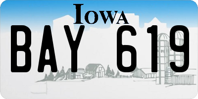 IA license plate BAY619