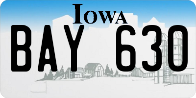 IA license plate BAY630