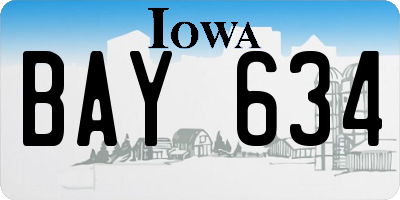 IA license plate BAY634