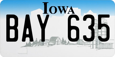 IA license plate BAY635