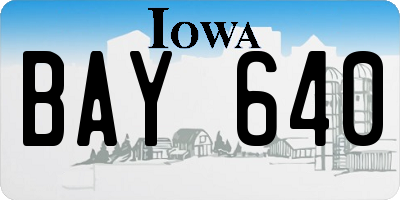 IA license plate BAY640