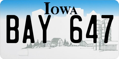 IA license plate BAY647