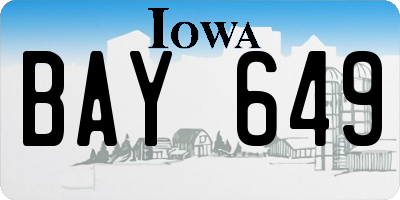 IA license plate BAY649