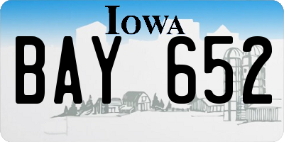 IA license plate BAY652