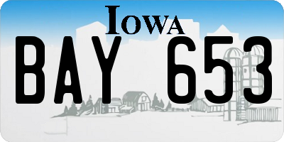 IA license plate BAY653
