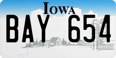 IA license plate BAY654