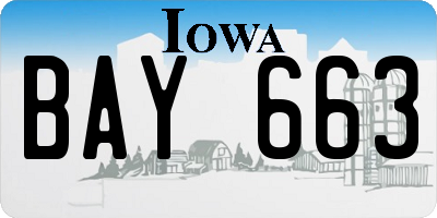 IA license plate BAY663
