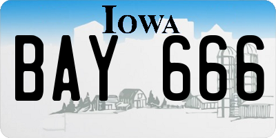 IA license plate BAY666