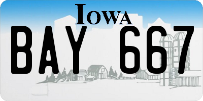 IA license plate BAY667