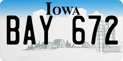 IA license plate BAY672